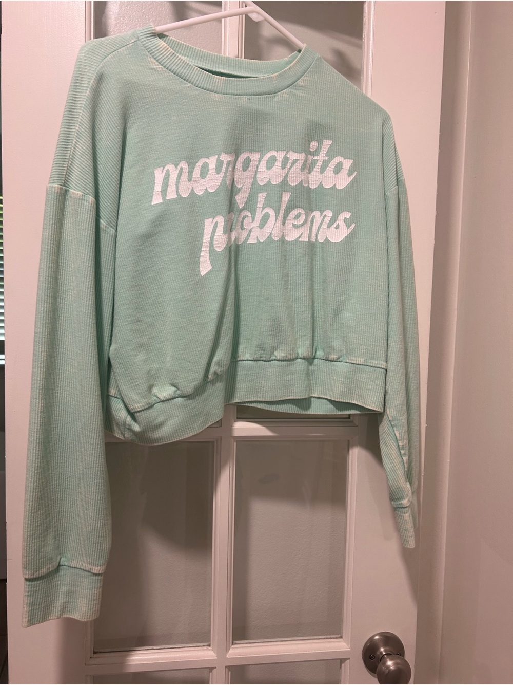 Pink Lily S Margarita Problems Mint Green Cropped Pullover